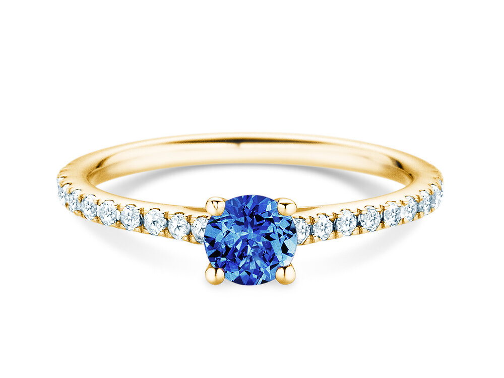 Geburtsstein-Ring Pure Colour September in 14K Gelbgold mit Saphir 0,50ct und Diamanten 0,26ct