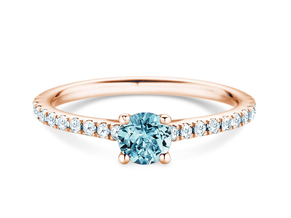 Geburtsstein-Ring Pure Colour Dezember in 18K Roségold mit Blautopas 0,50ct und Diamanten 0,26ct