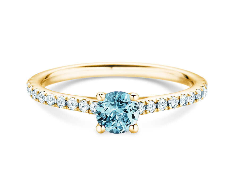 Geburtsstein-Ring Pure Colour Dezember in 9K Gelbgold mit Blautopas 0,50ct und Diamanten 0,26ct