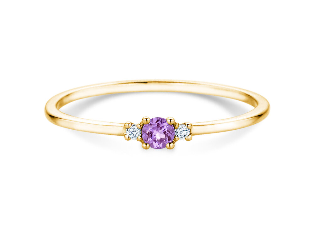 Geburtsstein-Ring Vivid Petite in 14K Gelbgold mit Amethyst 0,07ct