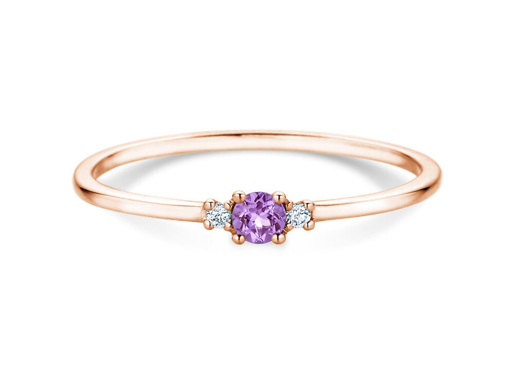 Geburtsstein-Ring Vivid Petite in 14K Roségold mit Amethyst 0,07ct