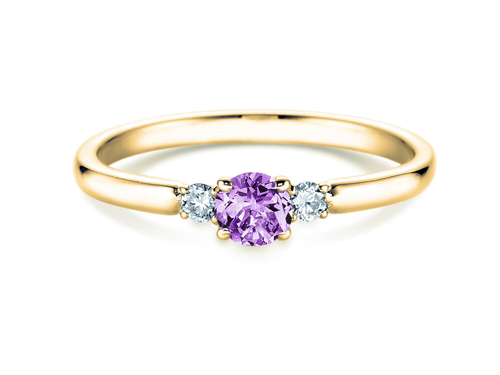 Geburtsstein-Ring Vivid Petite in 14K Gelbgold