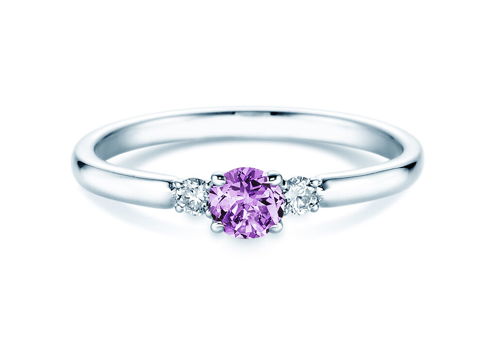 Geburtsstein-Ring Vivid Petite in 14K Weißgold
