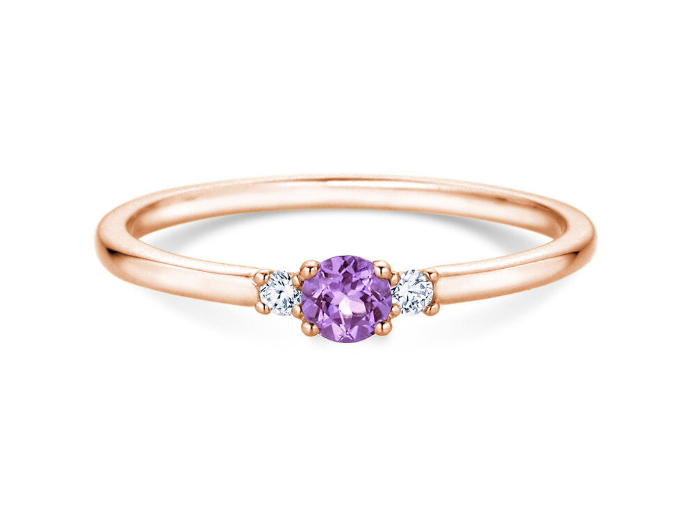 Geburtsstein-Ring Vivid Petite in 14K Roségold mit Amethyst 0,12ct