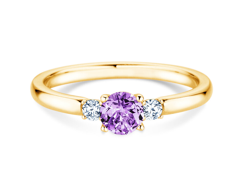 Geburtsstein-Ring Vivid Petite in 14K Gelbgold