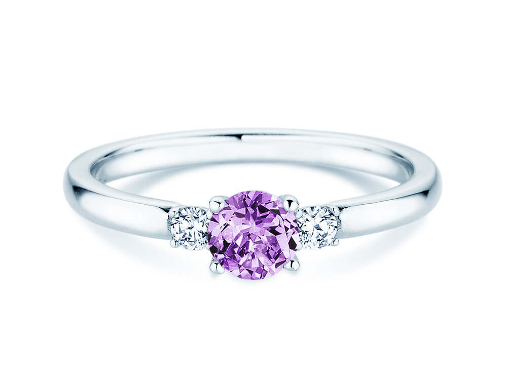 Geburtsstein-Ring Vivid Petite in 14K Weißgold