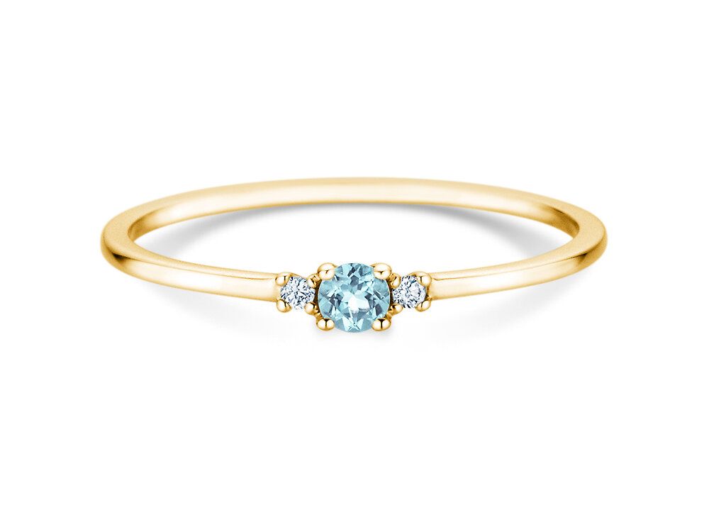 Geburtsstein-Ring Vivid Petite in 14K Gelbgold mit Aquamarin 0,09ct