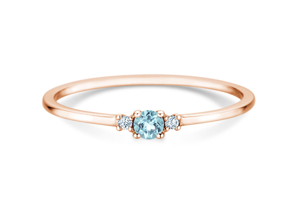 Geburtsstein-Ring Vivid Petite in 14K Roségold mit Aquamarin 0,09ct