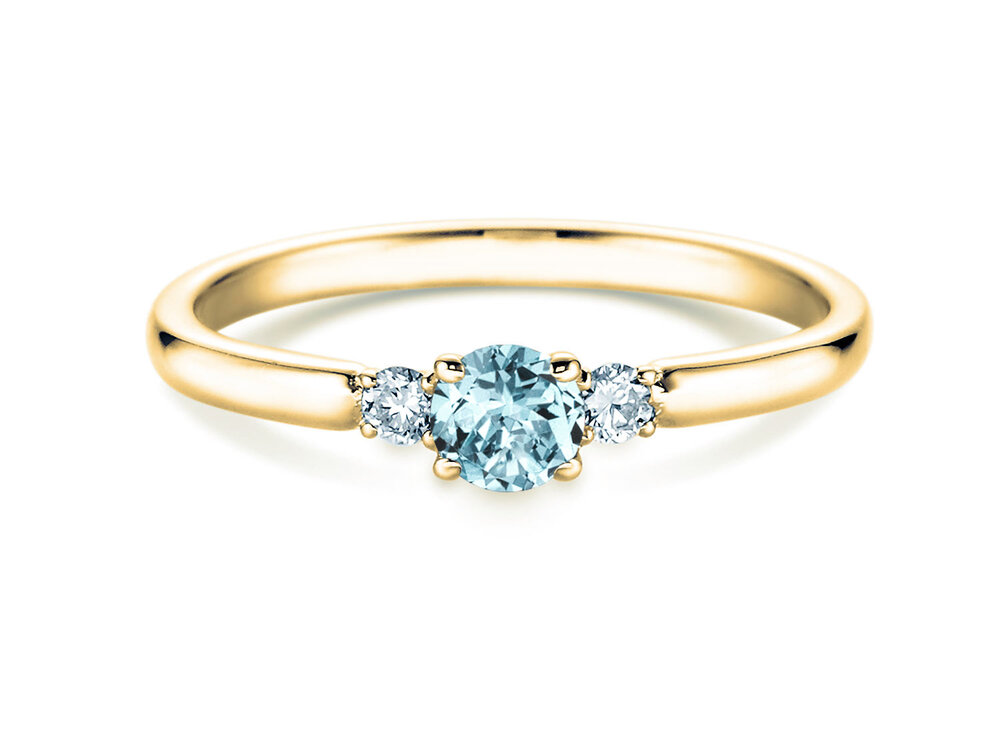 Geburtsstein-Ring Vivid Petite in 14K Gelbgold