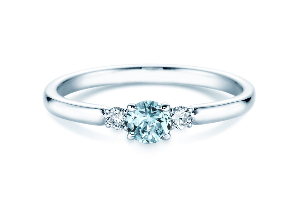 Geburtsstein-Ring Vivid Petite in 14K Weißgold
