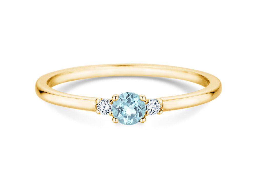 Geburtsstein-Ring Vivid Petite in 14K Gelbgold mit Aquamarin 0,15ct