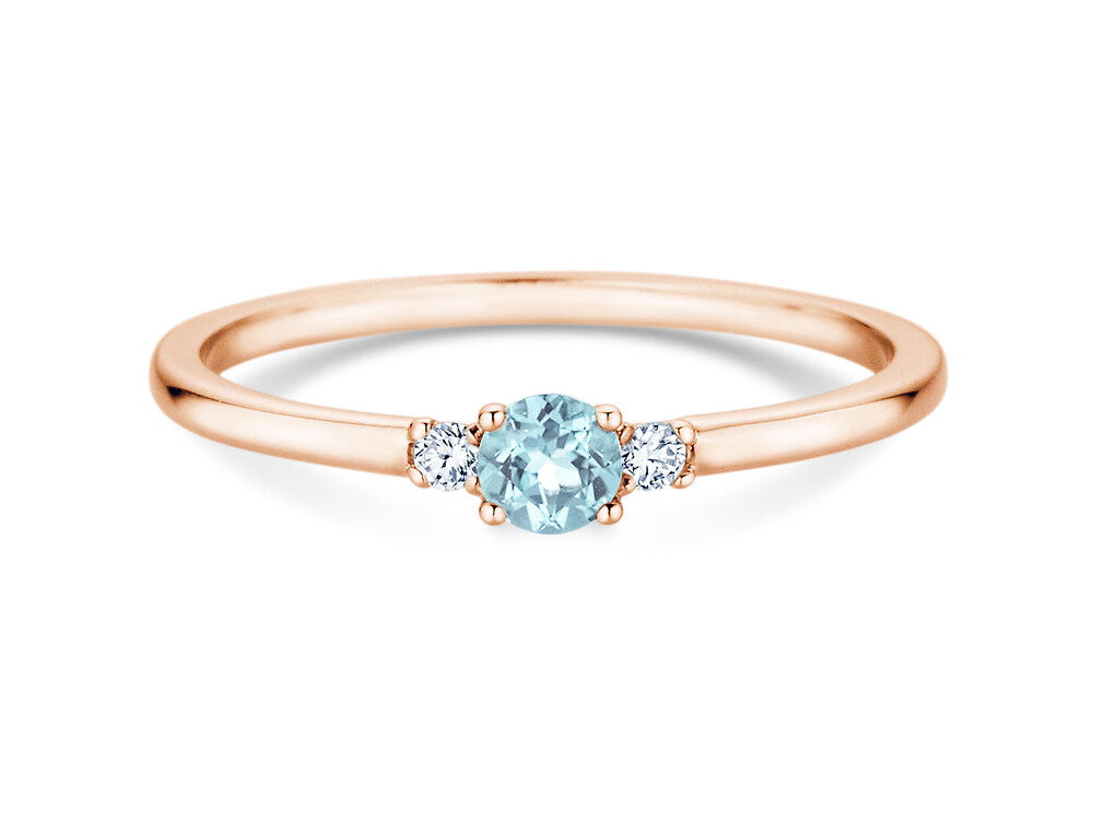 Geburtsstein-Ring Vivid Petite in 14K Roségold mit Aquamarin 0,15ct