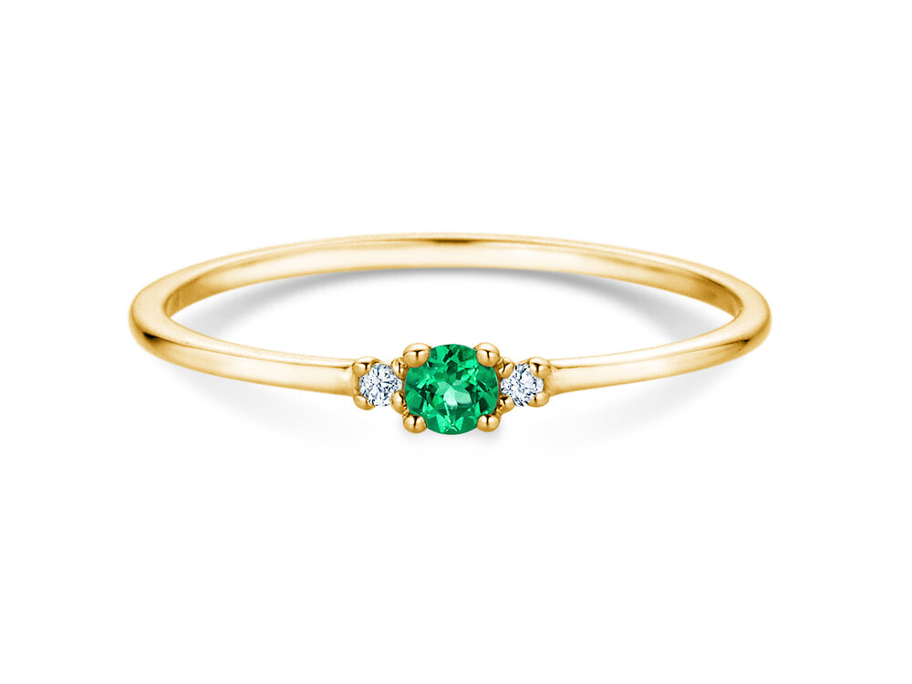 Geburtsstein-Ring Vivid Petite in 14K Gelbgold mit Smaragd 0,08ct