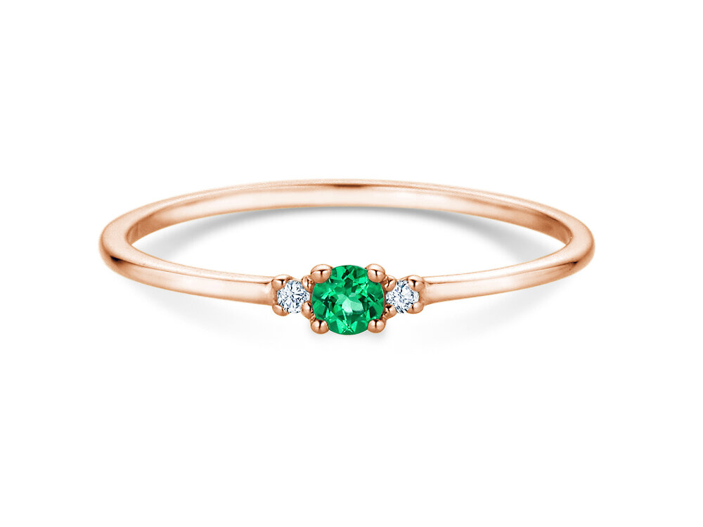 Geburtsstein-Ring Vivid Petite in 14K Roségold mit Smaragd 0,08ct