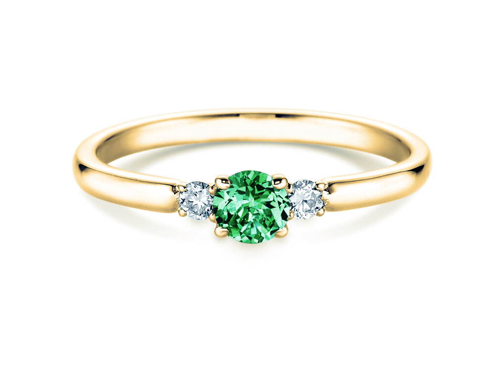 Geburtsstein-Ring Vivid Petite Mai in 9K Gelbgold