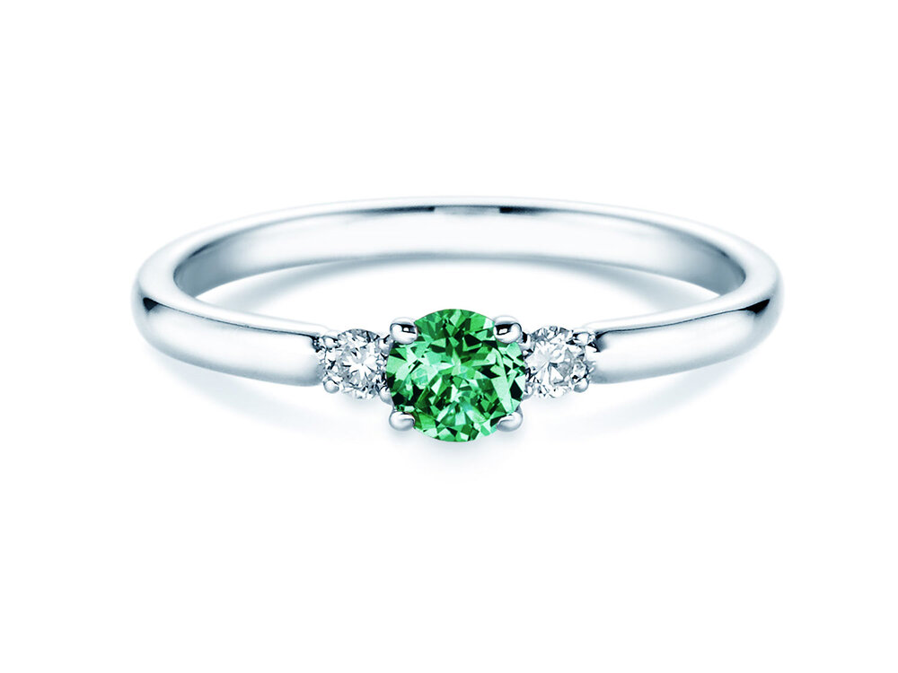 Geburtsstein-Ring Vivid Petite Mai in 9K Weißgold