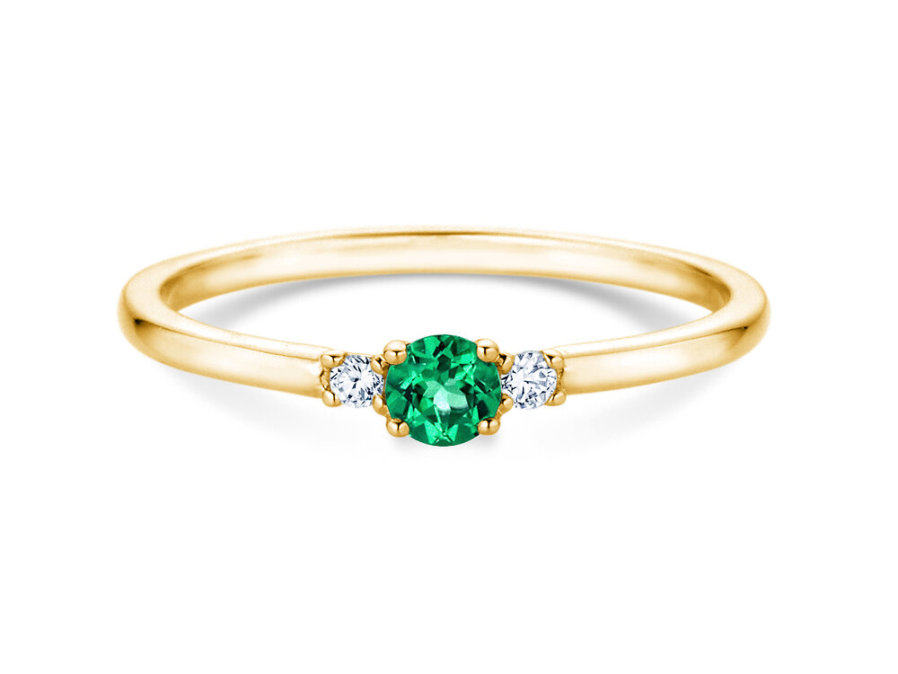 Geburtsstein-Ring Vivid Petite in 14K Gelbgold mit Smaragd 0,16ct