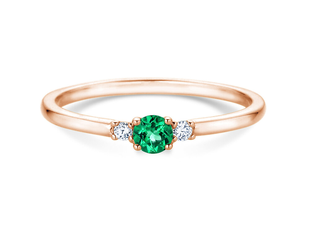 Geburtsstein-Ring Vivid Petite in 14K Roségold mit Smaragd 0,16ct