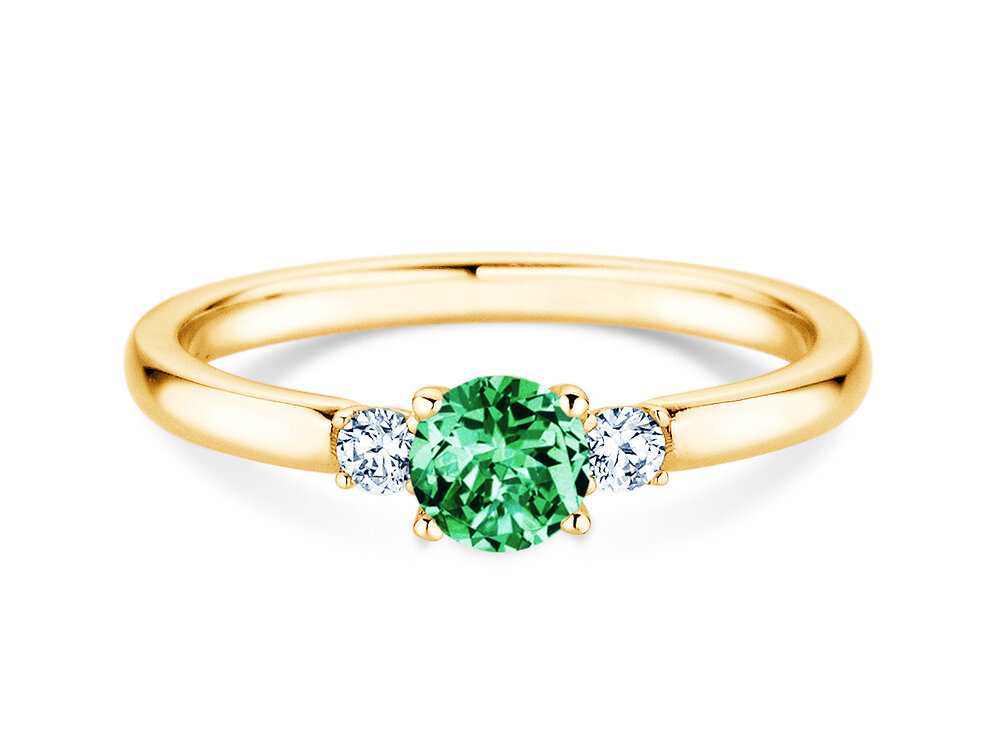 Geburtsstein-Ring Vivid Petite Mai in 9K Gelbgold