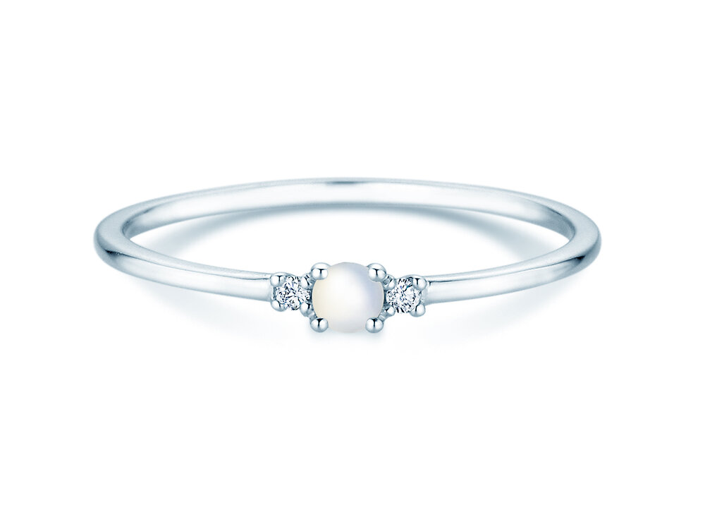 Geburtsstein-Ring Vivid Petite in 14K Weißgold