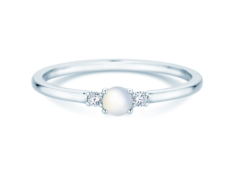 Geburtsstein-Ring Vivid Petite in 14K Weißgold