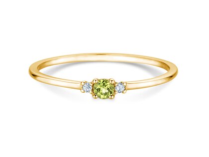 Geburtsstein-Ring Vivid Petite August in 9K Gelbgold mit Peridot 0,10ct und Diamanten 0,02ct