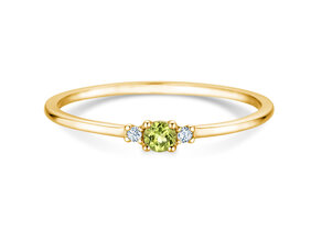 Geburtsstein-Ring Vivid Petite August in 9K Gelbgold mit Peridot 0,10ct und Diamanten 0,02ct