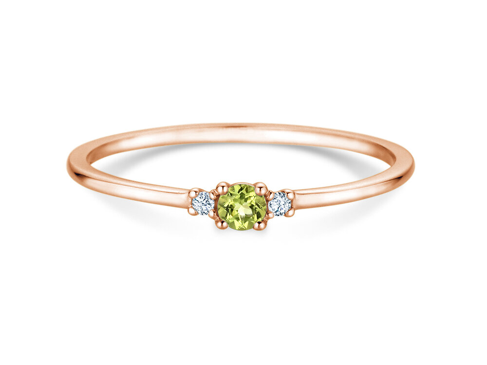 Geburtsstein-Ring Vivid Petite in 14K Roségold mit Peridot 0,10ct