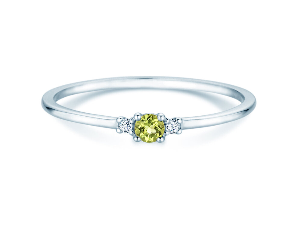 Geburtsstein-Ring Vivid Petite in 14K Weißgold mit Peridot 0,10ct