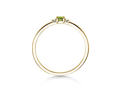 Geburtsstein-Ring Vivid Petite August in 9K Gelbgold mit Peridot 0,10ct und Diamanten 0,02ct