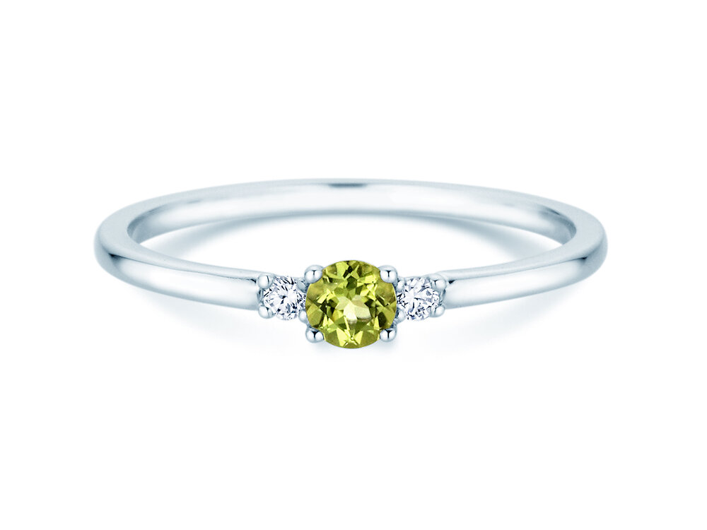 Geburtsstein-Ring Vivid Petite in 14K Weißgold mit Peridot 0,16ct