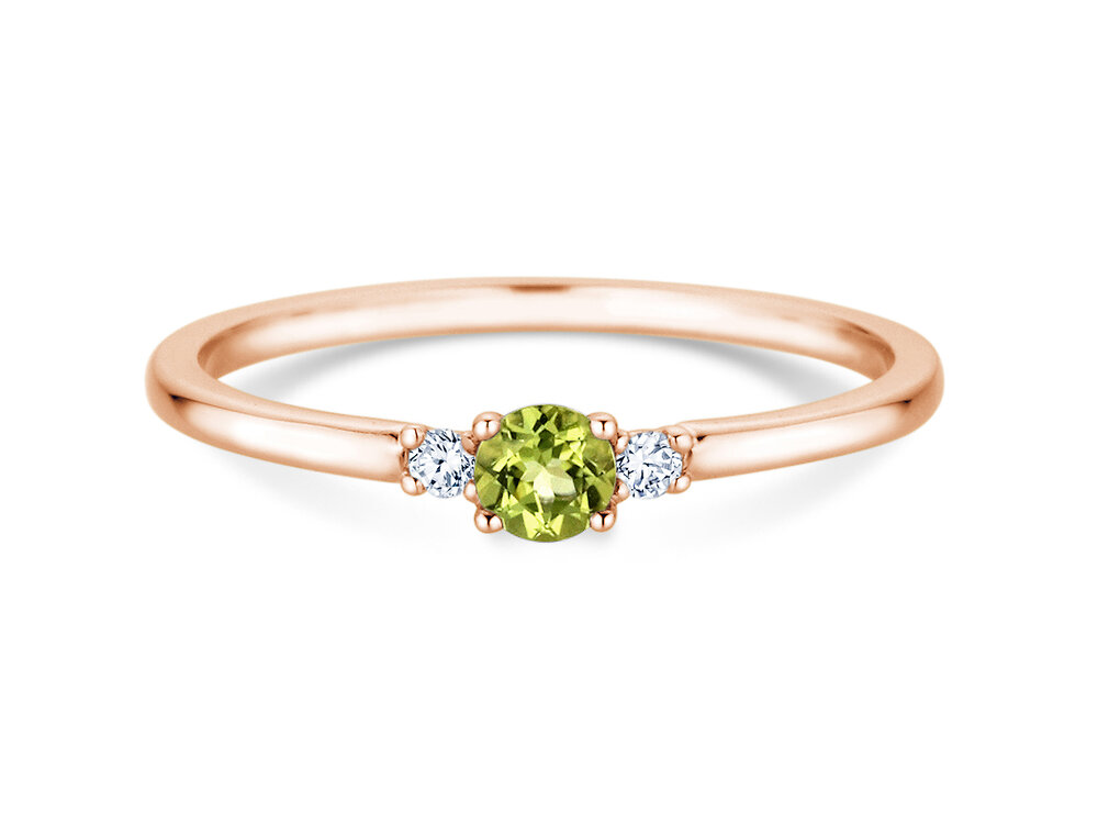 Geburtsstein-Ring Vivid Petite in 14K Roségold mit Peridot 0,16ct