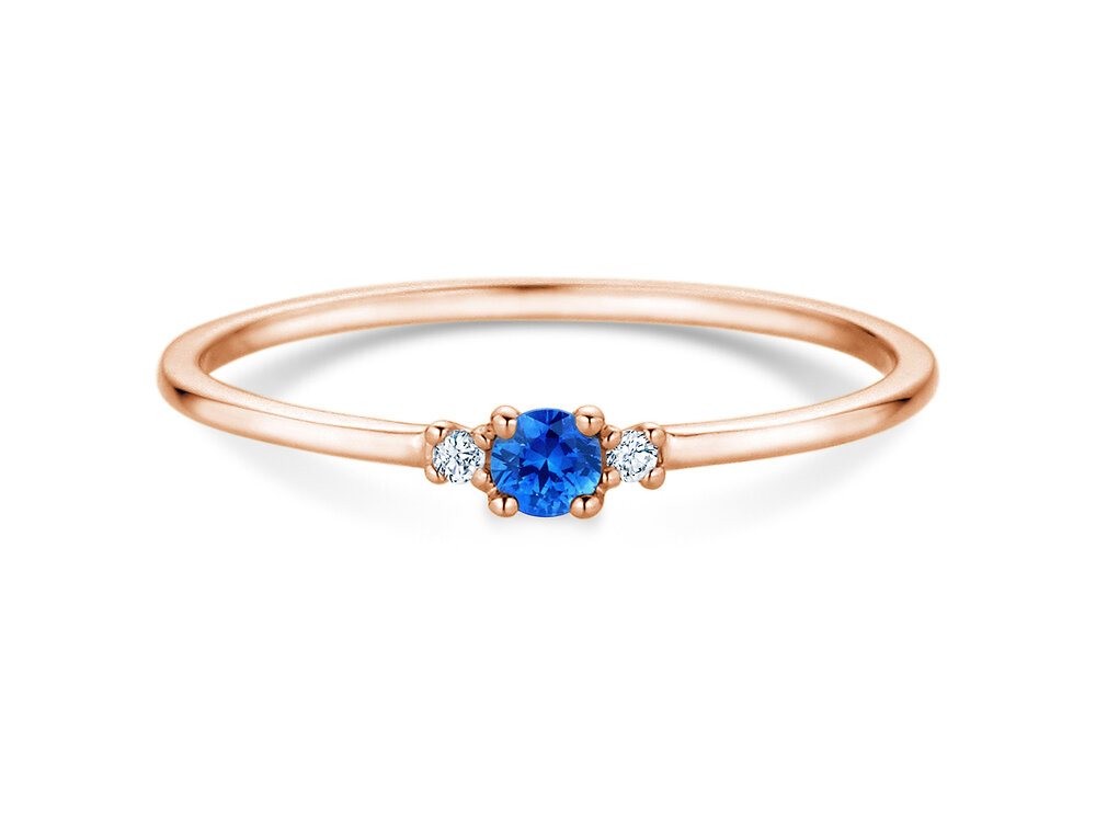 Geburtsstein-Ring Vivid Petite in 14K Roségold mit Saphir 0,10ct