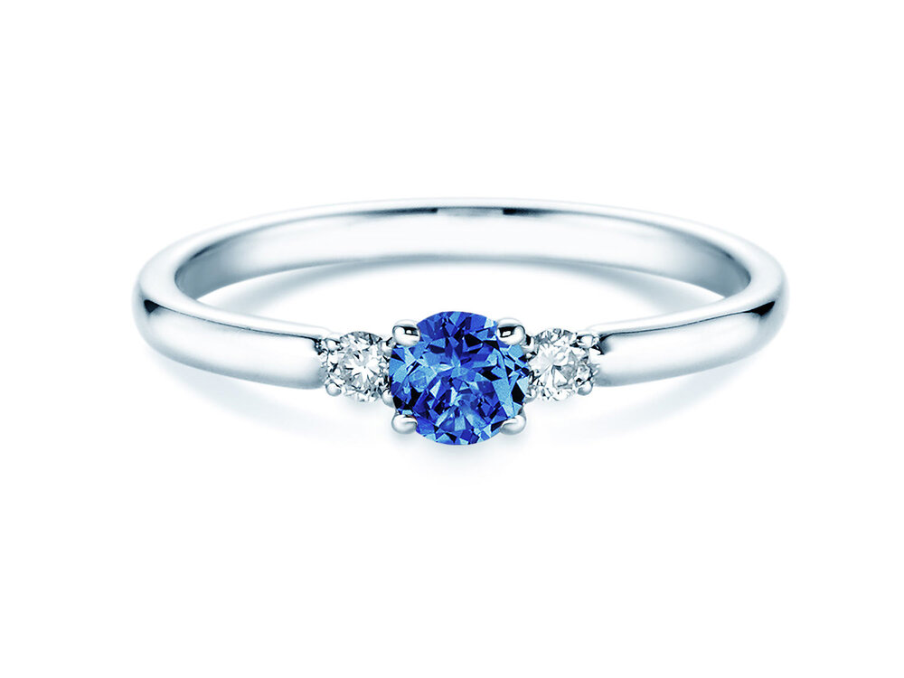 Geburtsstein-Ring Vivid Petite in 14K Weißgold