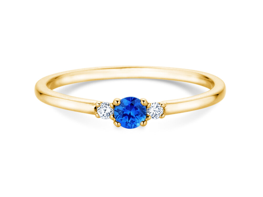 Geburtsstein-Ring Vivid Petite in 14K Gelbgold mit Saphir 0,18ct