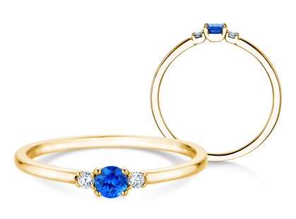 Geburtsstein-Ring Vivid Petite September in 9K Gelbgold mit Saphir 0,18ct und Diamanten 0,04ct