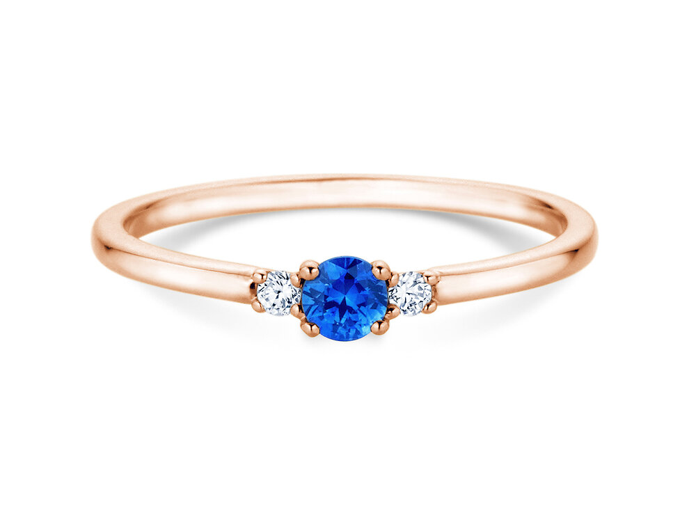 Geburtsstein-Ring Vivid Petite in 14K Roségold mit Saphir 0,18ct