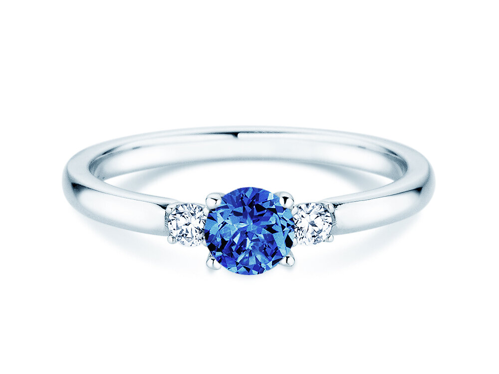 Geburtsstein-Ring Vivid Petite in 14K Weißgold