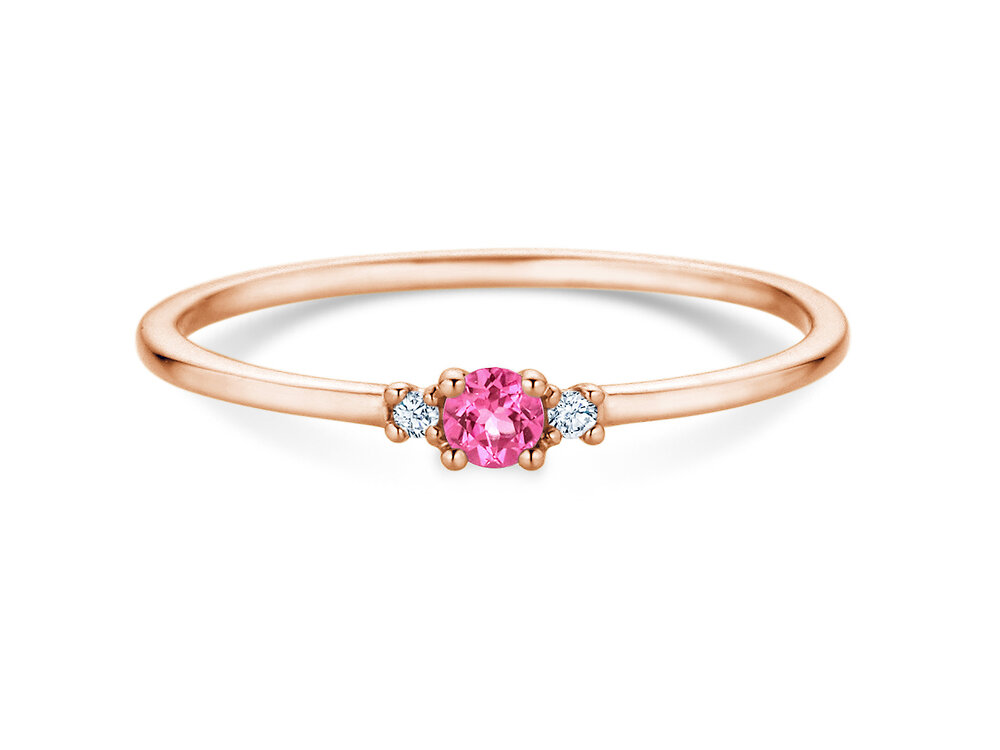 Geburtsstein-Ring Vivid Petite in 14K Roségold mit Pinker Turmalin 0,09ct