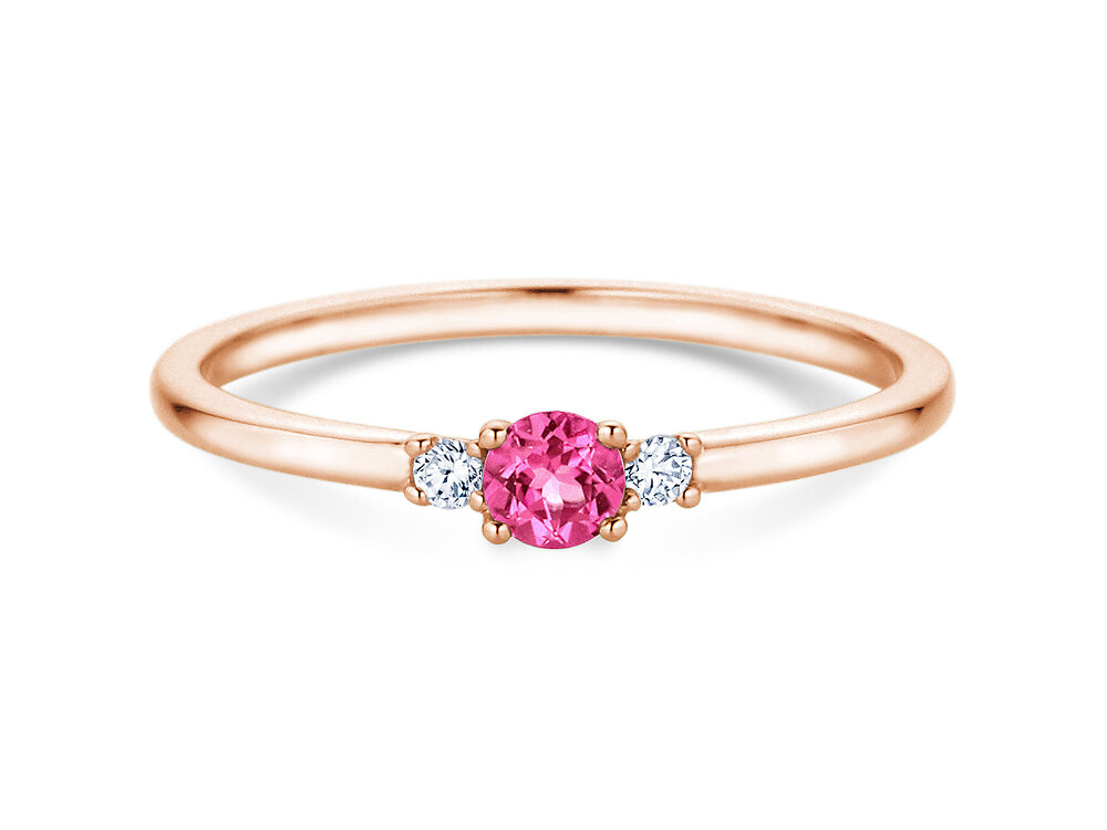 Geburtsstein-Ring Vivid Petite in 14K Roségold mit Pinker Turmalin 0,15ct