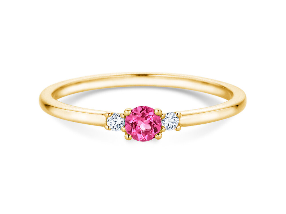 Geburtsstein-Ring Vivid Petite in 14K Gelbgold mit Pinker Turmalin 0,15ct