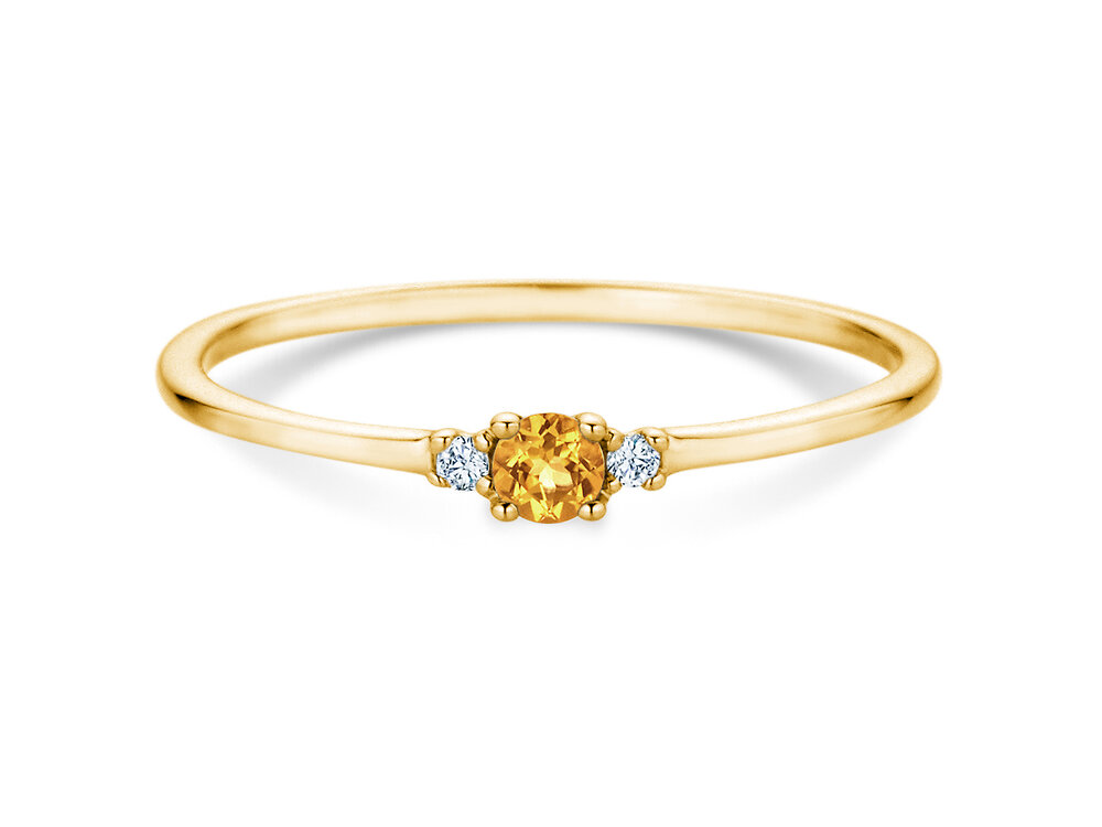 Geburtsstein-Ring Vivid Petite in 14K Gelbgold mit Citrin 0,08ct