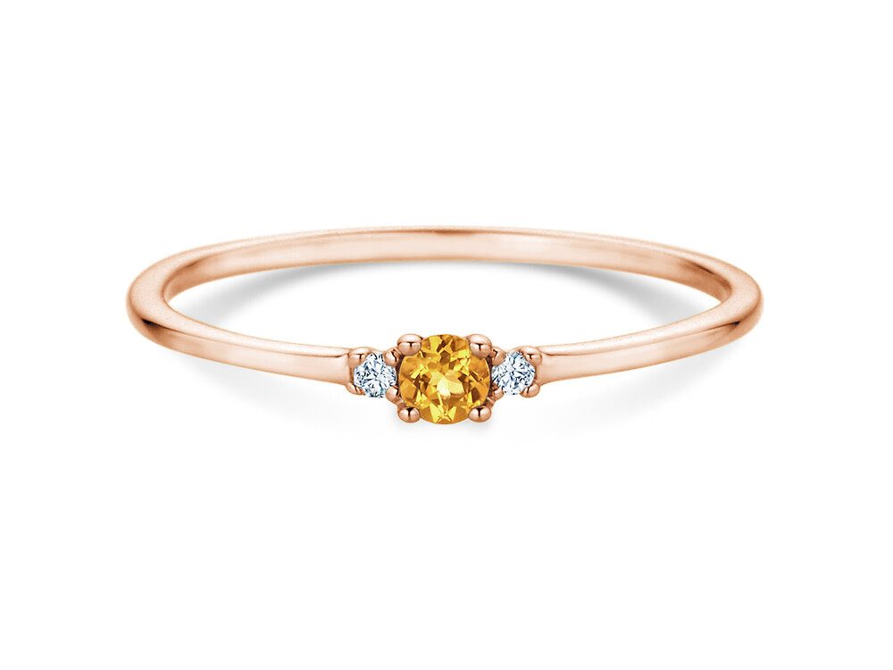 Geburtsstein-Ring Vivid Petite in 14K Roségold mit Citrin 0,08ct