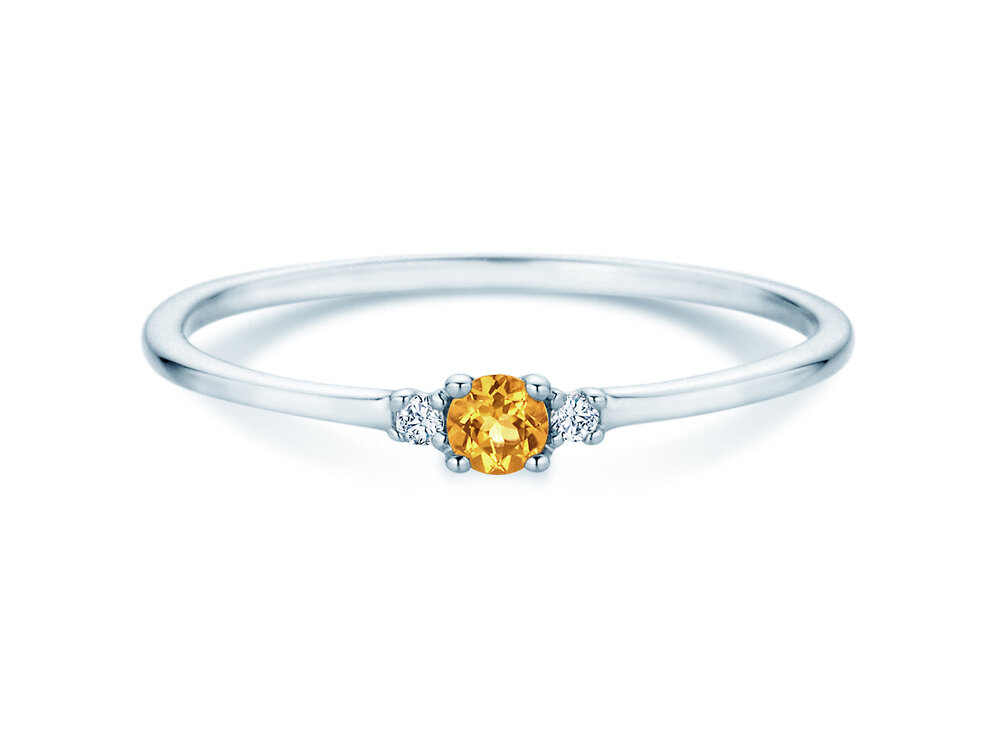Geburtsstein-Ring Vivid Petite in 14K Weißgold mit Citrin 0,08ct