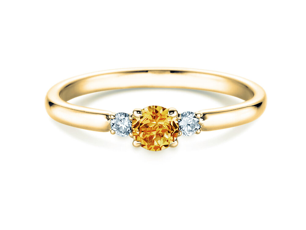 Geburtsstein-Ring Vivid Petite in 14K Gelbgold