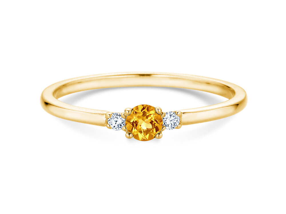 Geburtsstein-Ring Vivid Petite in 14K Gelbgold mit Citrin 0,15ct