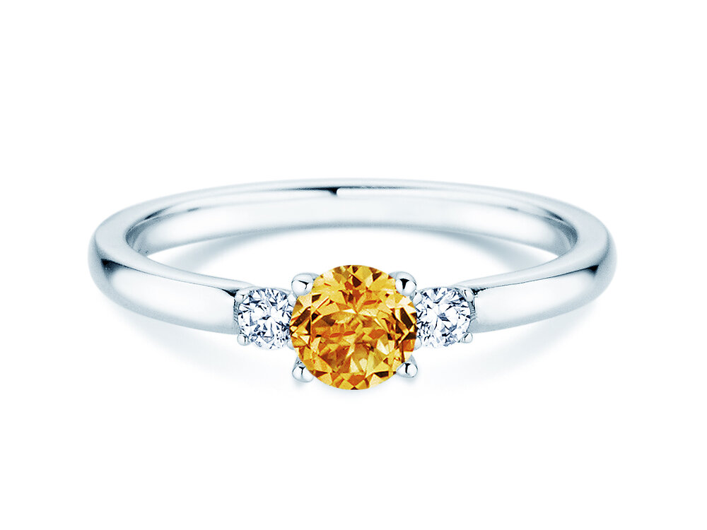 Geburtsstein-Ring Vivid Petite in 14K Weißgold