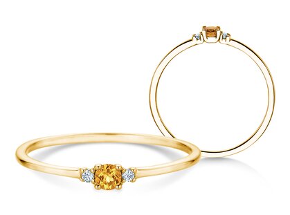 Geburtsstein-Ring Vivid Petite in 14K Gelbgold mit Citrin 0,08ct