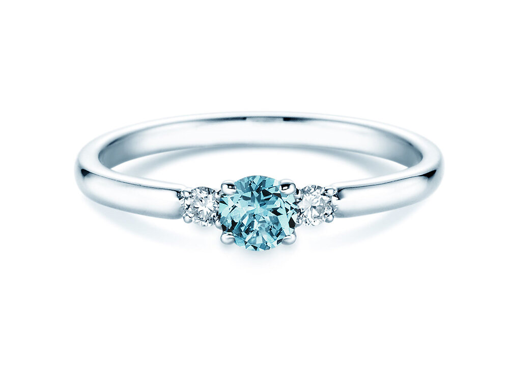 Geburtsstein-Ring Vivid Petite in 14K Weißgold