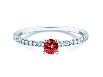 Farbsteinring Bright in 9K Weißgold mit Rubin 0,20ct und Diamanten 0,27ct